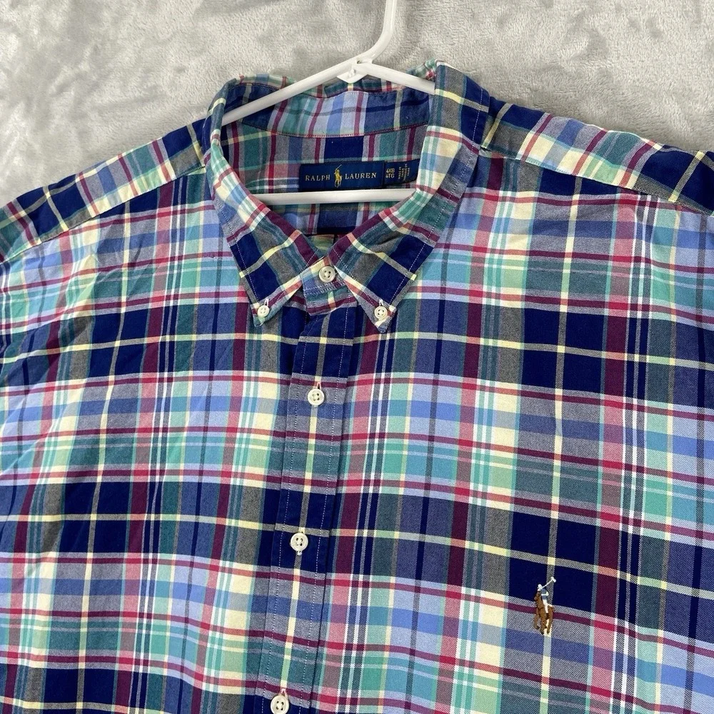 Ralph Lauren Shirt Mens 4XB Button Down Flesh Pony Plaid Oxford Big Tall Casual
